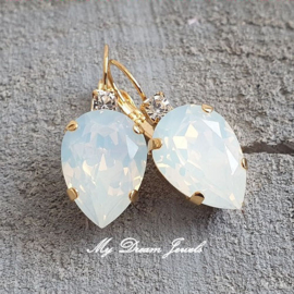 Oorbellen Druppel met Swarovski Helder Crystal & White Opal