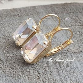 Oorbellen Emma met Swarovski Octagon " Crystal Moonlight"