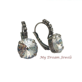 Luxe oorbellen met Swarovski Rivoli Crystal White Patina
