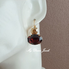 Oorbellen Elisa met Swarovski  "Crystal Golden Shine & Mocca"