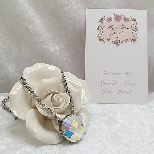 Tot Kaap Verdeelstuk Ketting met Vintage Swarovski Chessboard Crystal AB | Necklaces | My Dream Jewels Tot Kaap Verdeelstuk Ketting met Vintage Swarovski Chessboard Crystal AB | Necklaces | My Dream Jewels