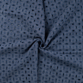 linnen melange denim ( jeansblauw) broderie