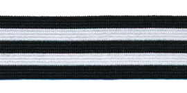 soepel zwart-wit gestreep elastiek voor bijv langs broek 25 mm breed