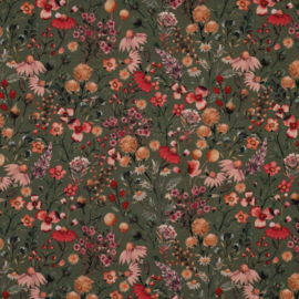 digital flowers army green Poppy