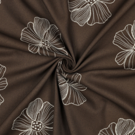 linnen/viscose geborduurde bloemen