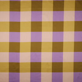 cotton satin large gingham olijf