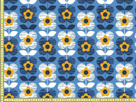 Retro bloemen blauw