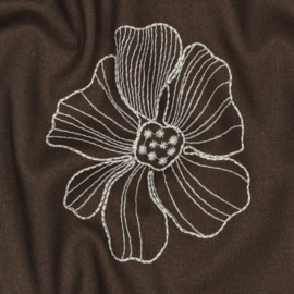 linnen/viscose geborduurde bloemen