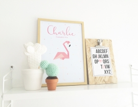 Birth poster Flamingo + frame