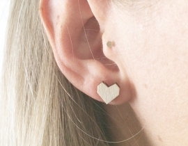Earrings wooden hearts