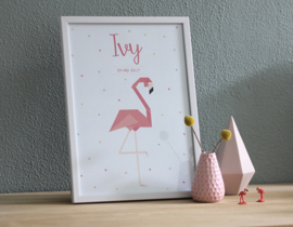 Birth poster Flamingo + frame