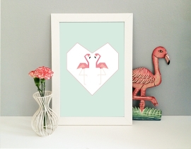 Poster Flamingo Love