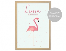 Naamposter Flamingo + lijst