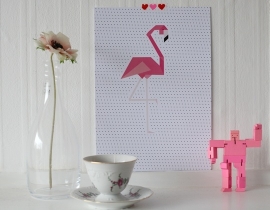 Poster Flamingo Dots