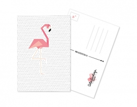 Postkaart Flamingo Dots