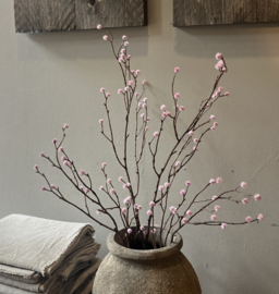 Zijde tak met roze knop 100 cm