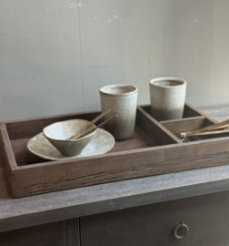 Serveer Tray 2-vaks Oud Hout