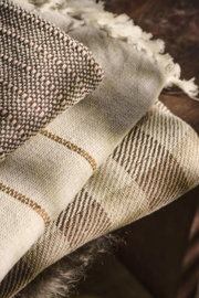 Throw natural w/brown stripes