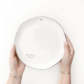 Ontbijtbord Wit met Bruine Tekst Homemade Happiness 23 cm -Bastion Collections-