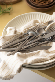 Theedoek Naturel met Bruine Streepjes