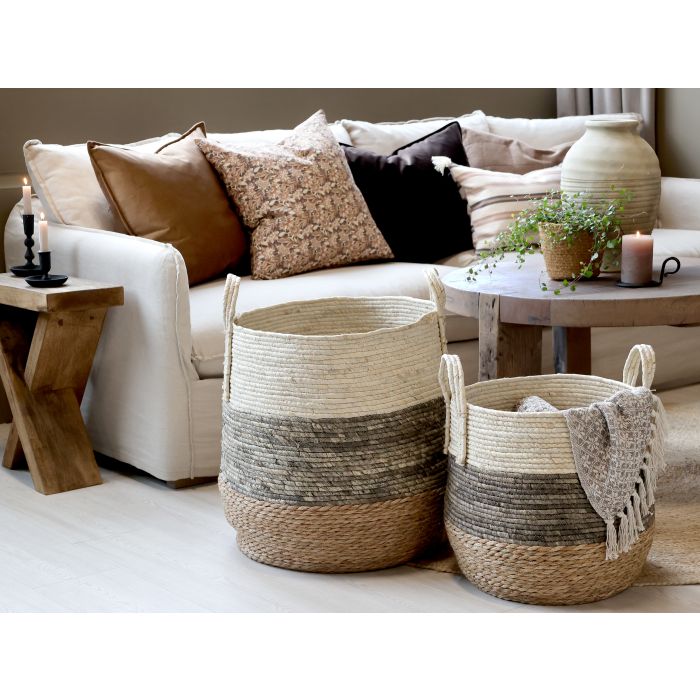 Set van 2 manden Mocca/Creme