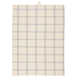 Theedoek Naturel met Blauwe Ruit