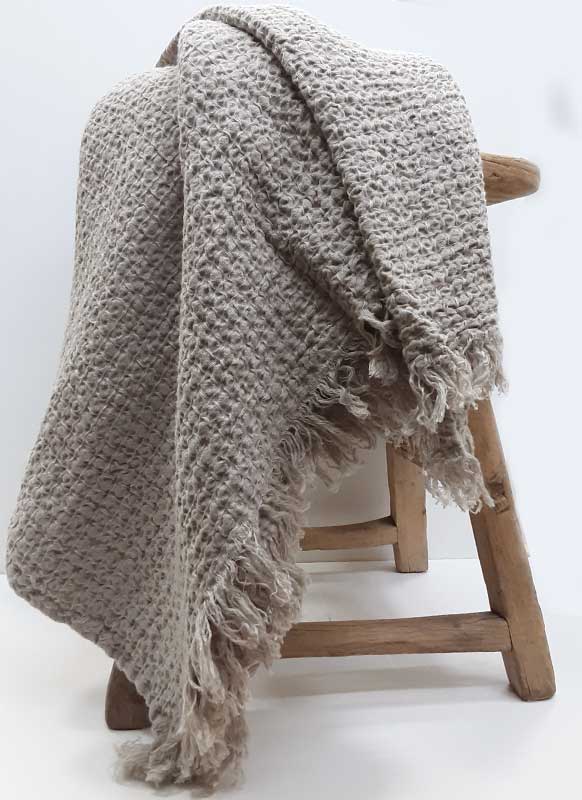 Naturel Linnen Wafel Sprei/Plaid 200x250 cm