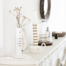 Kaarsenhouder Wit met Bruine Strepen -Bastion Collections-