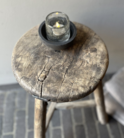 Alter Holzhocker rund