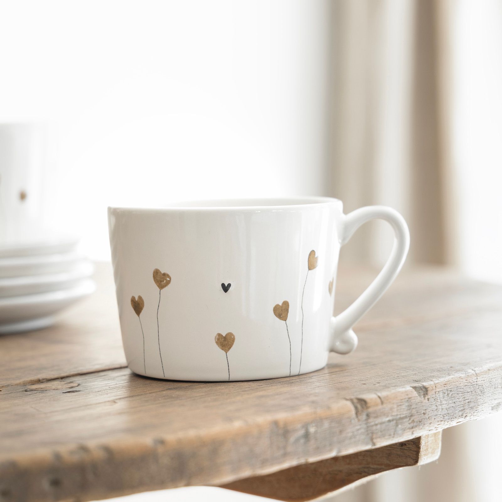 Mok met Oor en Bruine Hartjes -Bastion Collection-