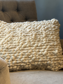 Kussen Handgeweven Wol Creme 60x40 cm -PTMD-