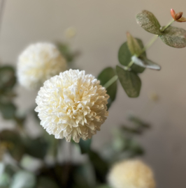 Zijde Tak Pompom Wit 98 cm