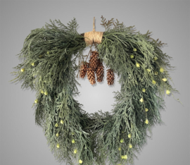 Zijde Krans Groen met Dennenappels 58 cm -Brynxz Collections-