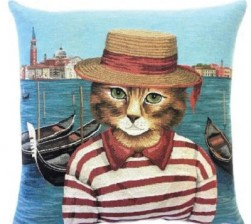 Gobelin Kissen Katze Maritim, 2-er set