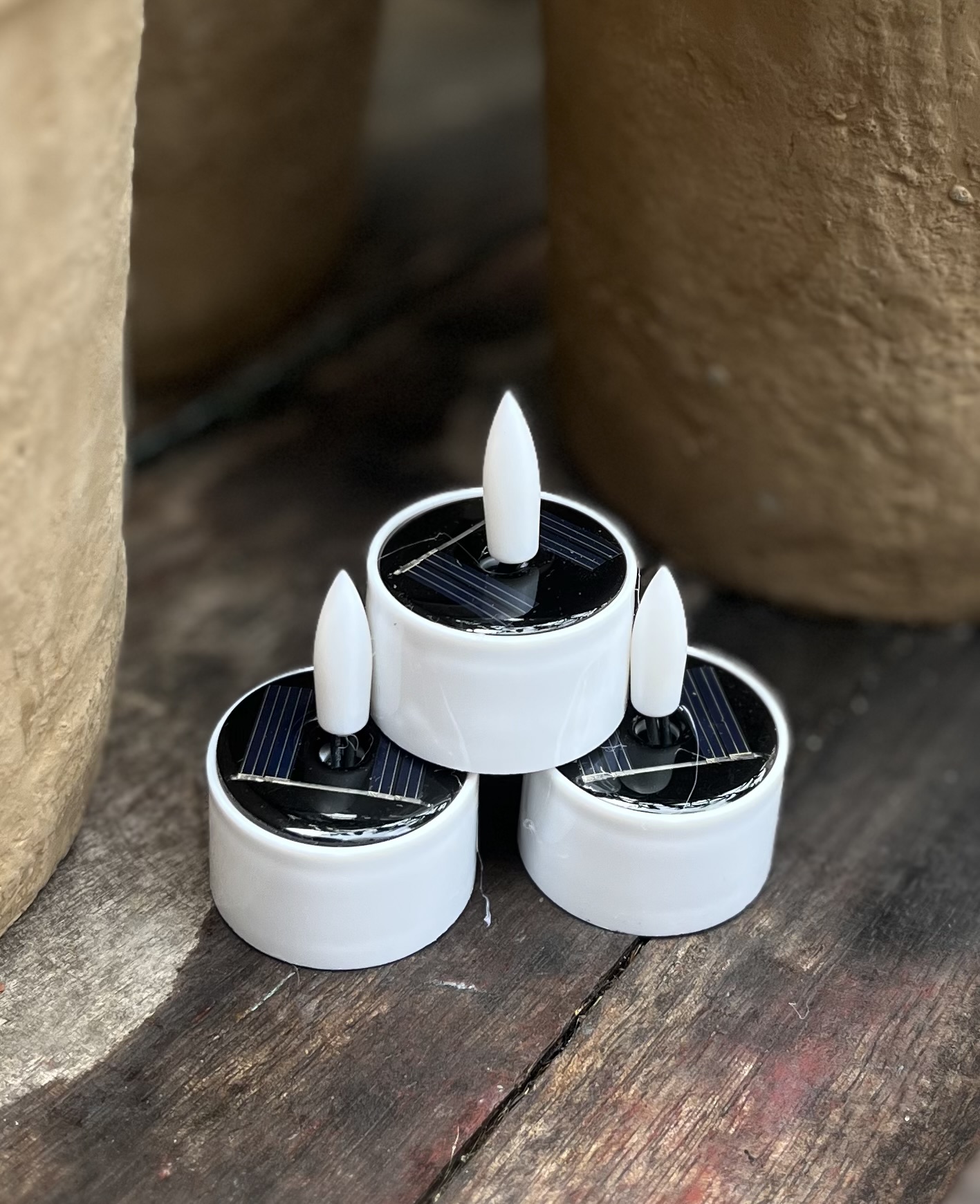 Waxinelichtjes Solar LED Wit (3 stuks)