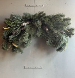 Zijde Toef Dennengroen met Dennenappels 83 cm