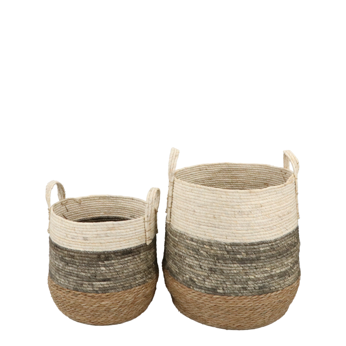 Set van 2 manden Mocca/Creme
