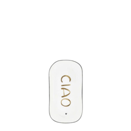 Ovaal Bord Wit met Bruine Tekst CIAO -Bastion Collections-