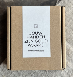 Handzeep en Disinfectie "Jouw handen zijn Goud Waard"