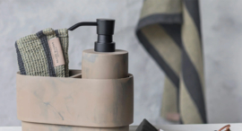 Vaatdoek Wafel Zand/Donkergrijs Streep (set van 2) -Mette Ditmer-