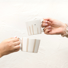 Mok met Oor Naturel Strepen en Hartje -Bastion Collections-