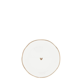 Klein Bordje Wit met Bruin Hartje 13 cm -Bastion Collections-