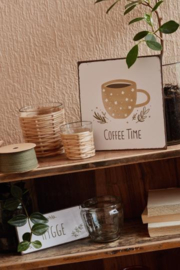 Metalen bordje 'Coffee time'