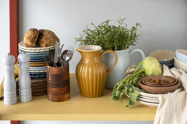 Theedoek Naturel met Bruine Streepjes