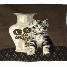 Gobelin Kissen Katze mit Vase