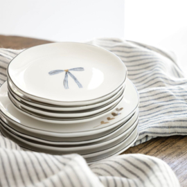 Gebaksbord Wit met Bruine Hartjes 16 cm -Bastion Collections-