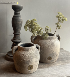 Stenen Kruik Rustic met twee oren 19x14 cm -Brynxz-