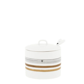 Suikerpotje Wit met Bruin en Zwarte Strepen -Bastion Collections-