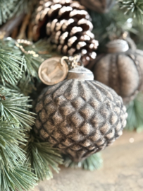 Kerstbal Honingraat Ui-vormig Camel Velvet 9,5 cm -Luksa-