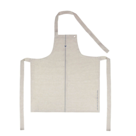 Küchenschürze Natur mit blauem Streifen, 100% Leinen -Bastion Collections-
